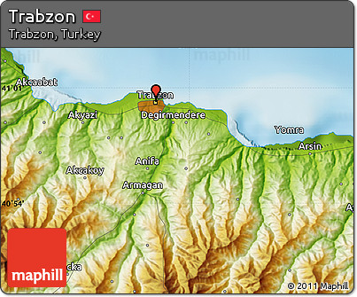 Physical Map of Trabzon