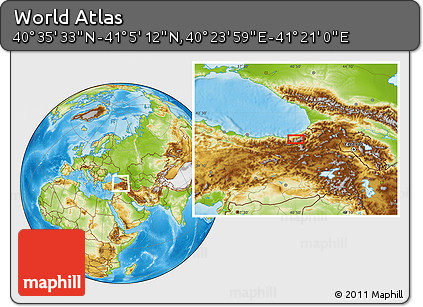 Physical Location Map of the Area around 40° 50' 23" N, 40° 52' 30" E