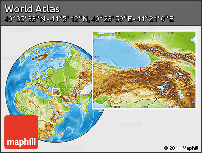 Physical Location Map of the Area around 40° 50' 23" N, 40° 52' 30" E