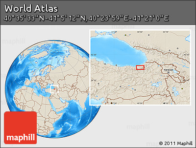 Shaded Relief Location Map of the Area around 40° 50' 23" N, 40° 52' 30" E
