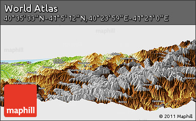 Physical Panoramic Map of the Area around 40° 50' 23" N, 40° 52' 30" E