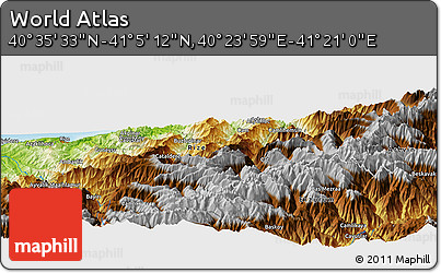 Physical Panoramic Map of the Area around 40° 50' 23" N, 40° 52' 30" E