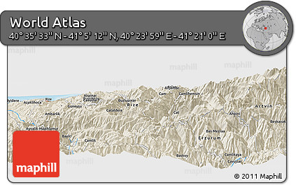 Shaded Relief Panoramic Map of the Area around 40° 50' 23" N, 40° 52' 30" E