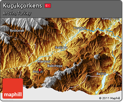 Physical 3D Map of Küçükçörkens