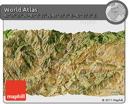 Satellite 3D Map of the Area around 40° 50' 23" N, 41° 43' 30" E