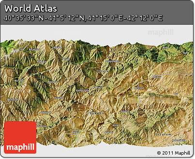 Satellite 3D Map of the Area around 40° 50' 23" N, 41° 43' 30" E