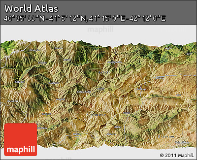 Satellite 3D Map of the Area around 40° 50' 23" N, 41° 43' 30" E
