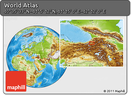 Physical Location Map of the Area around 40° 50' 23" N, 41° 43' 30" E