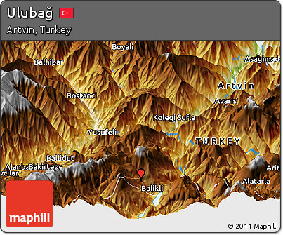 Physical Panoramic Map of Ulubağ