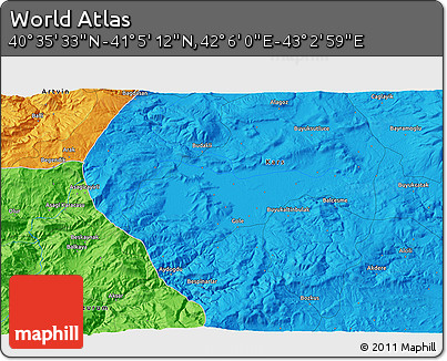 Political 3D Map of the Area around 40° 50' 23" N, 42° 34' 30" E