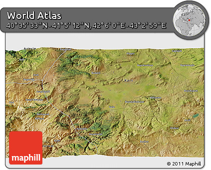 Satellite 3D Map of the Area around 40° 50' 23" N, 42° 34' 30" E