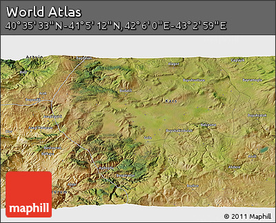 Satellite 3D Map of the Area around 40° 50' 23" N, 42° 34' 30" E