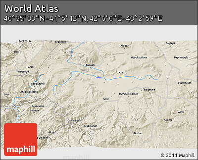 Shaded Relief 3D Map of the Area around 40° 50' 23" N, 42° 34' 30" E