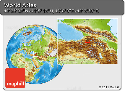 Physical Location Map of the Area around 40° 50' 23" N, 42° 34' 30" E