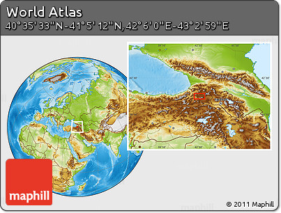 Physical Location Map of the Area around 40° 50' 23" N, 42° 34' 30" E
