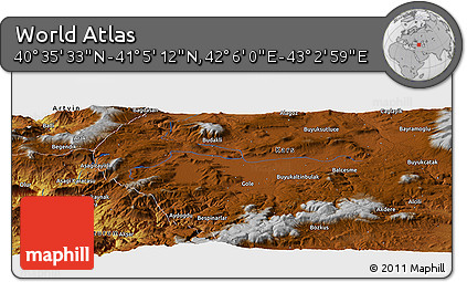 Physical Panoramic Map of the Area around 40° 50' 23" N, 42° 34' 30" E