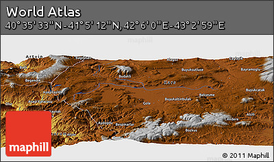 Physical Panoramic Map of the Area around 40° 50' 23" N, 42° 34' 30" E