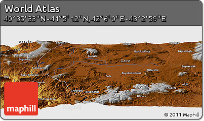 Physical Panoramic Map of the Area around 40° 50' 23" N, 42° 34' 30" E