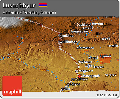 Physical Panoramic Map of Lusaghbyur