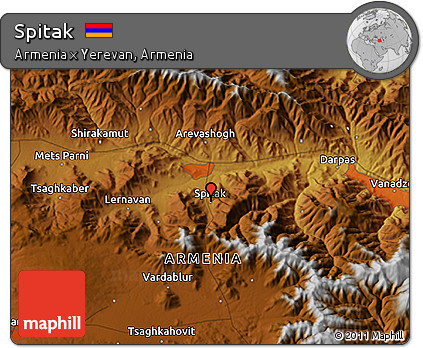 Physical 3D Map of Spitak