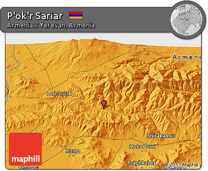 Political 3D Map of P'ok'r Sariar