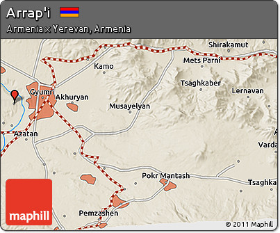 Shaded Relief 3D Map of Arrap'i