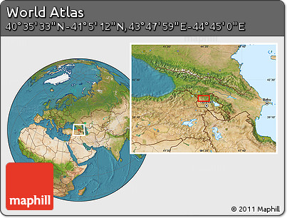 Satellite Location Map of the Area around 40° 50' 23" N, 44° 16' 29" E