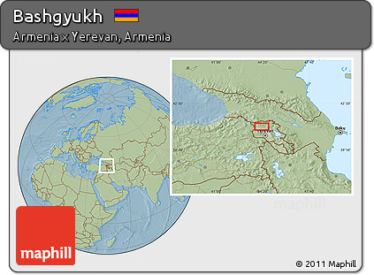 Savanna Style Location Map of Bashgyukh, hill shading