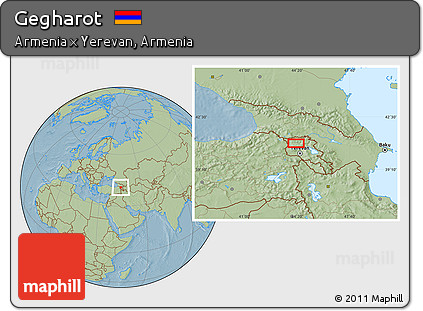 Savanna Style Location Map of Gegharot, hill shading