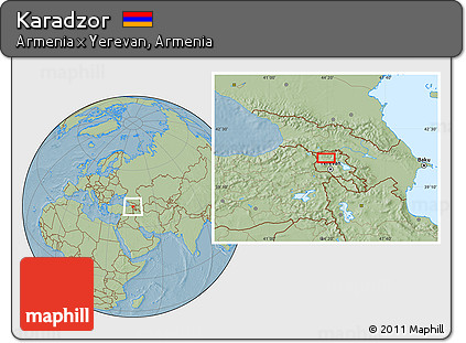 Savanna Style Location Map of Karadzor, hill shading