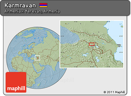 Savanna Style Location Map of Karmravan, hill shading