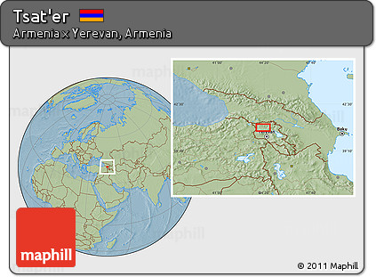 Savanna Style Location Map of Tsat'er, hill shading