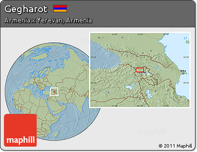 Savanna Style Location Map of Gegharot, hill shading