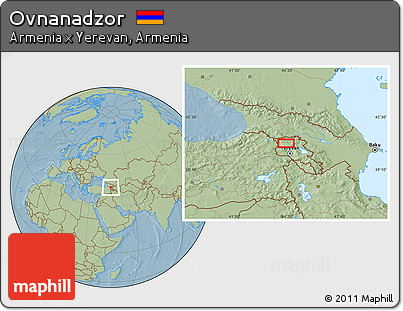 Savanna Style Location Map of Ovnanadzor, hill shading