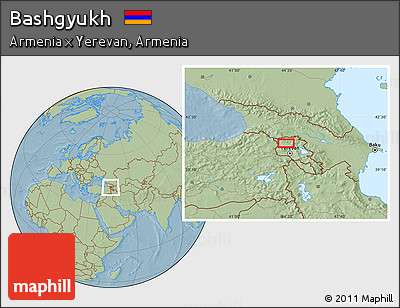 Savanna Style Location Map of Bashgyukh, hill shading