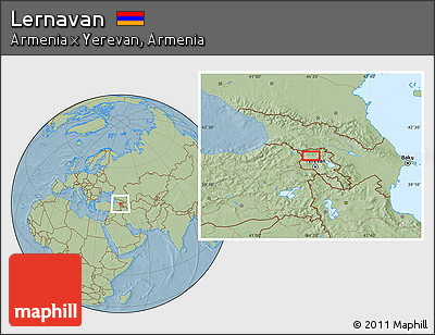 Savanna Style Location Map of Lernavan, hill shading
