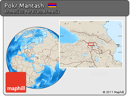 Shaded Relief Location Map of Pokr Mantash