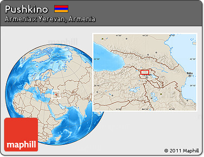 Shaded Relief Location Map of Pushkino