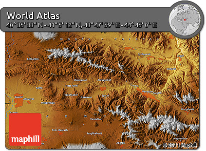 Physical Map of the Area around 40° 50' 23" N, 44° 16' 29" E
