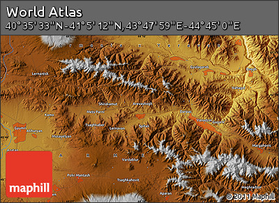Physical Map of the Area around 40° 50' 23" N, 44° 16' 29" E