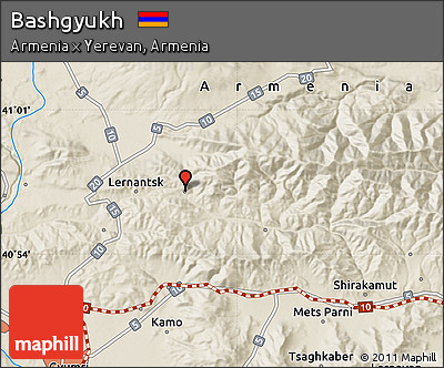 Shaded Relief Map of Bashgyukh