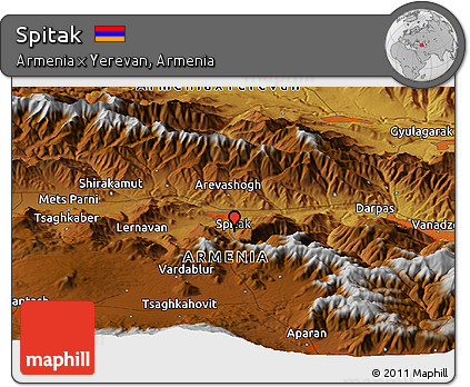 Physical Panoramic Map of Spitak