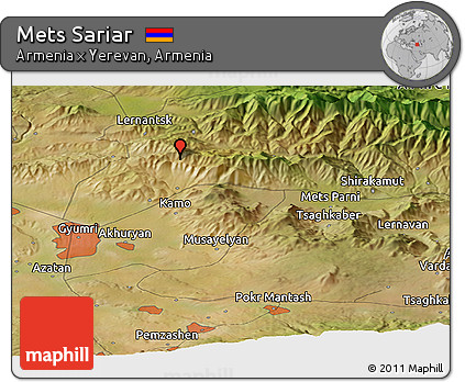 Satellite Panoramic Map of Mets Sariar