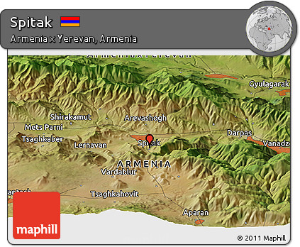 Satellite Panoramic Map of Spitak