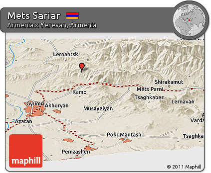 Shaded Relief Panoramic Map of Mets Sariar