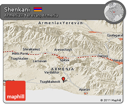 Shaded Relief Panoramic Map of Shenkani