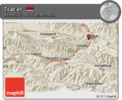 Shaded Relief Panoramic Map of Tsat'er