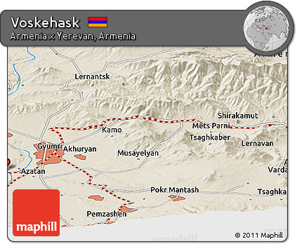 Shaded Relief Panoramic Map of Voskehask