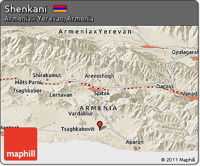 Shaded Relief Panoramic Map of Shenkani