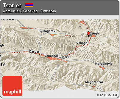 Shaded Relief Panoramic Map of Tsat'er